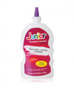 COLA VINILICA JUNIOR COLOR BLANCA DE 500 GRAMOS.