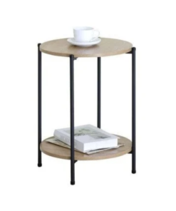 MESA DE LUZ O AUXILIAR REDONDA 2 ESTANTES