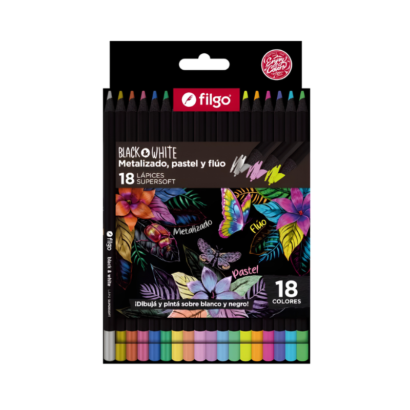 COLORES RESINA BLACK & WHITE 18 UNIDADES FILGO