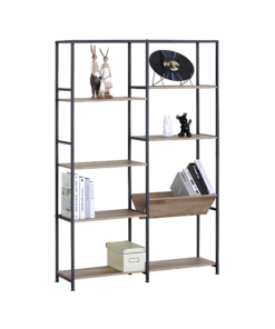MUEBLE CON 8 ESTANTES DE HIERRO Y MADERA