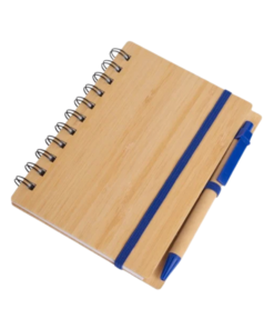 LIBRETA CON ELASTICO TAPA DE BAMBÚ CON BOLÍGRAFO
